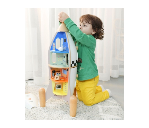 CLASSIC WORLD Drewniana Rakieta Domek dla Dzieci + Figurki Akc.