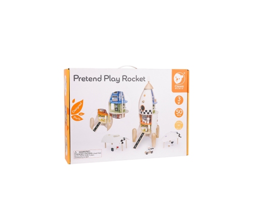 CLASSIC WORLD Drewniana Rakieta Domek dla Dzieci + Figurki Akc.