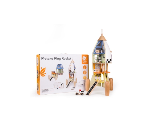CLASSIC WORLD Drewniana Rakieta Domek dla Dzieci + Figurki Akc.