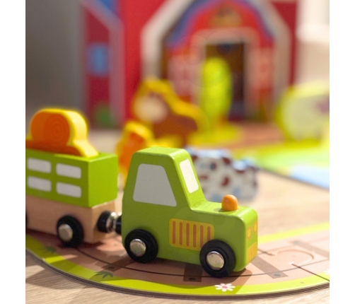 TOOKY TOY Drewniana Farma w Walizce Figurki Pojazdy