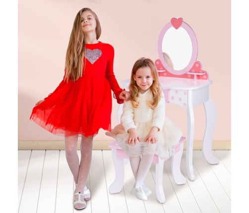 TOOKY TOY Drewniana Toaletka Różowa z Krzesełkiem