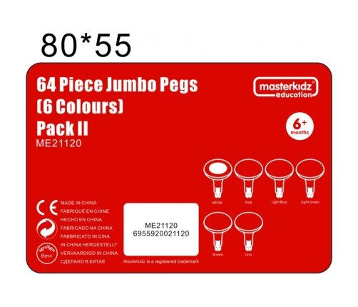 MASTERKIDZ Kolorowe Kołeczki Jumbo do Tablicy STEM 64 Szt. - 6 Kolorów
