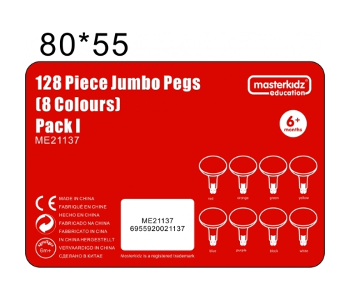 MASTERKIDZ Kolorowe Kołeczki Jumbo do Tablicy STEM 128 Szt. - 8 Kolorów