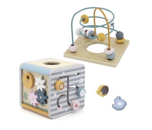 VIGA PolarB Activity Box Drewniane Edukacyjne Centrum Gier 5w1 kostka