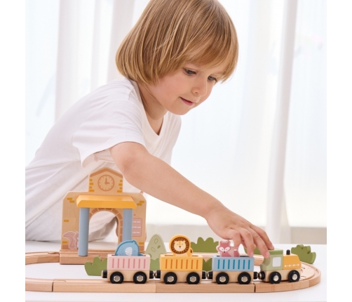 Viga PolarB Drewniany Zestaw Kolejowy 30 el.