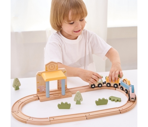 Viga PolarB Drewniany Zestaw Kolejowy 30 el.