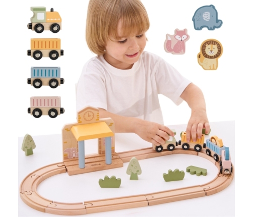 Viga PolarB Drewniany Zestaw Kolejowy 30 el.