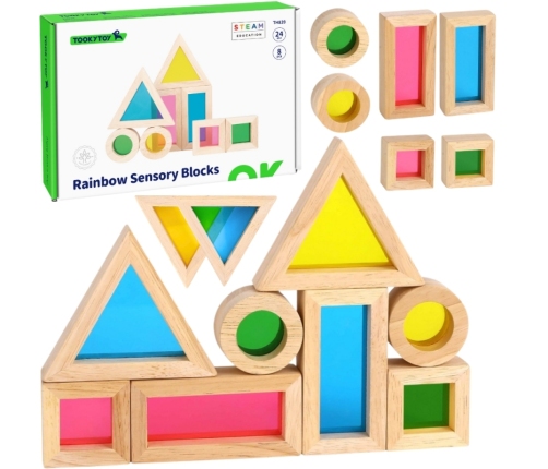 TOOKY TOY Drewniane Kolorowe Klocki Lustra Zestaw 8 el. FSC