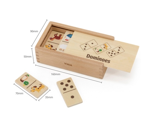 VIGA Drewniane Domino 2w1 Zwierzęta i Liczby
