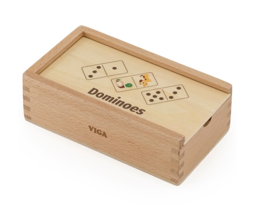 VIGA Drewniane Domino 2w1 Zwierzęta i Liczby