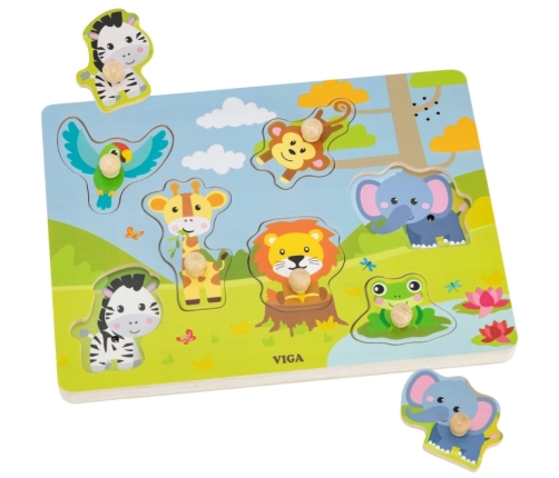 VIGA Puzzle Dźwiękowe Dopasuj Zwierzęta Egzotyczne