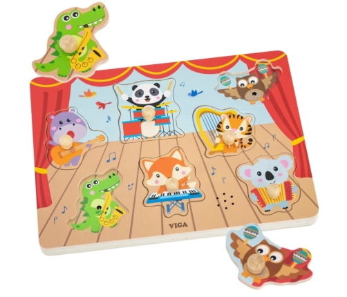 VIGA Puzzle Dźwiękowe Dopasuj Muzykujące Zwierzęta