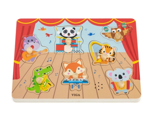 VIGA Puzzle Dźwiękowe Dopasuj Muzykujące Zwierzęta