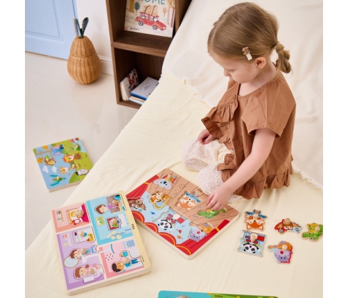 VIGA Puzzle Dźwiękowe Dopasuj Muzykujące Zwierzęta