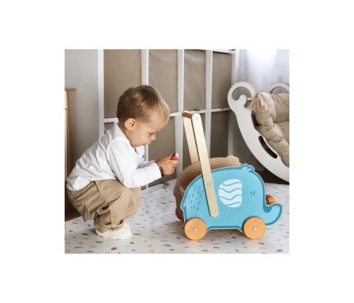 VIGA PolarB Drewniany Wózek 2w1 Chodzik Pchacz Słonik