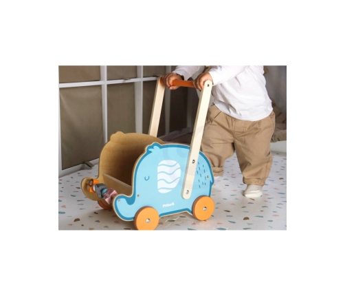 VIGA PolarB Drewniany Wózek 2w1 Chodzik Pchacz Słonik