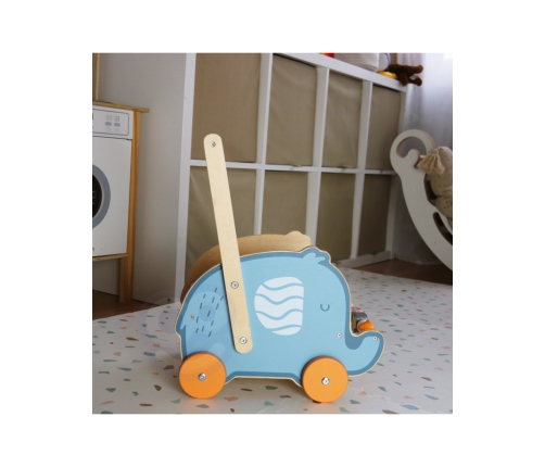 VIGA PolarB Drewniany Wózek 2w1 Chodzik Pchacz Słonik