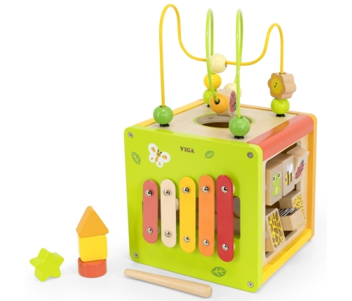 VIGA Drewniana Kostka Edukacyjna 5w1