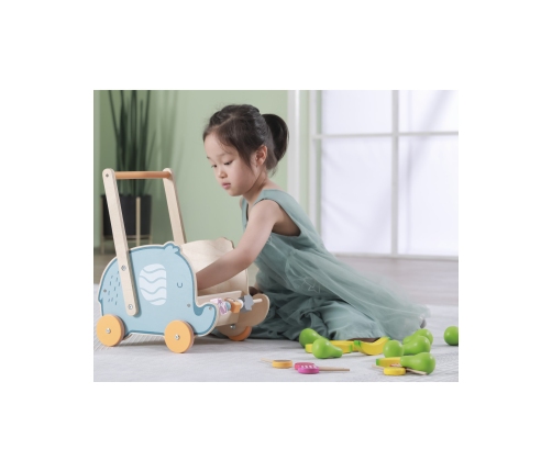 VIGA PolarB Drewniany Wózek 2w1 Chodzik Pchacz Słonik