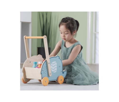 VIGA PolarB Drewniany Wózek 2w1 Chodzik Pchacz Słonik