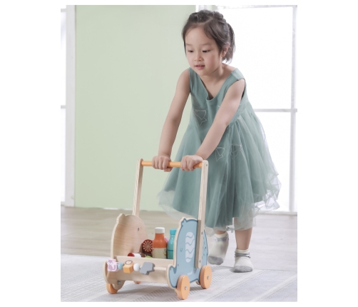 VIGA PolarB Drewniany Wózek 2w1 Chodzik Pchacz Słonik