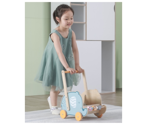 VIGA PolarB Drewniany Wózek 2w1 Chodzik Pchacz Słonik