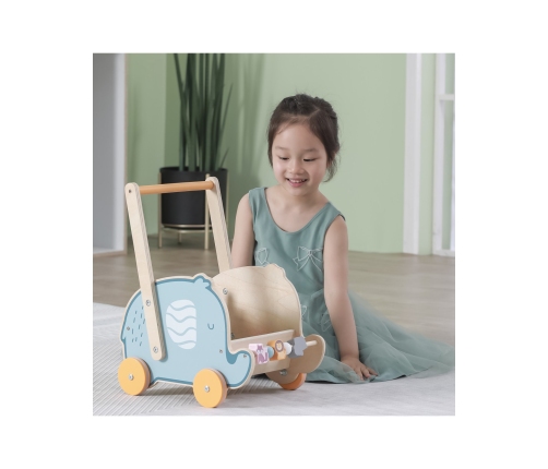 VIGA PolarB Drewniany Wózek 2w1 Chodzik Pchacz Słonik