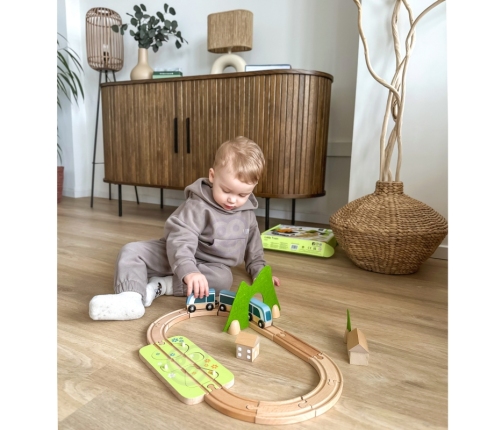 CLASSIC WORLD Zestaw Kolejka Tor Drewniany Pociąg + Sorter Kształtów 40 el.