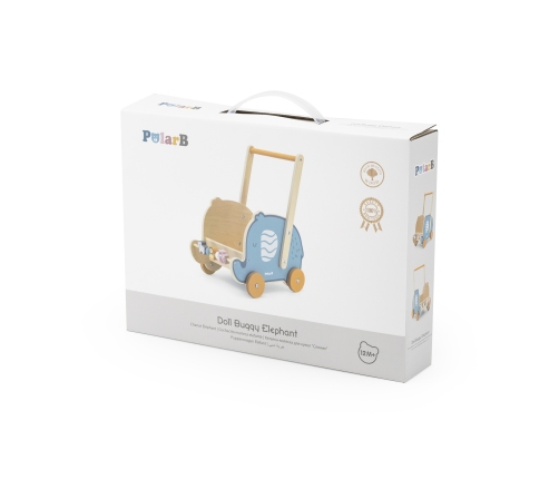 VIGA PolarB Drewniany Wózek 2w1 Chodzik Pchacz Słonik