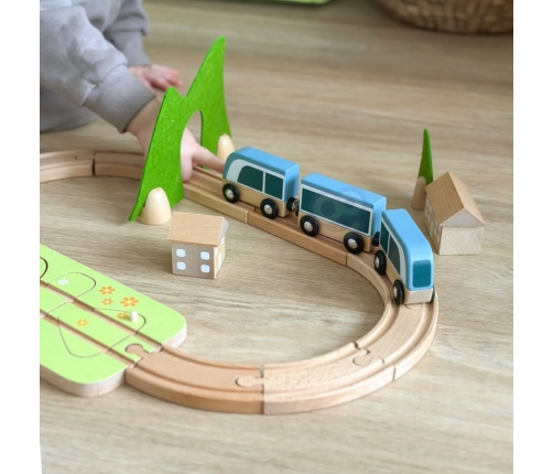 CLASSIC WORLD Zestaw Kolejka Tor Drewniany Pociąg + Sorter Kształtów 40 el.