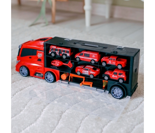 WOOPIE Zestaw Ciężarówka Transporter 3w1 Czerwony 11 el.