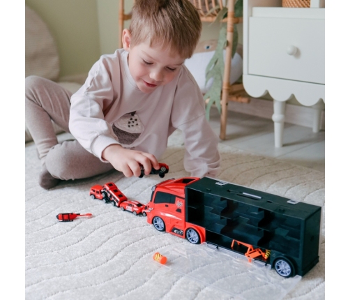 WOOPIE Zestaw Ciężarówka Transporter 3w1 Czerwony 11 el.