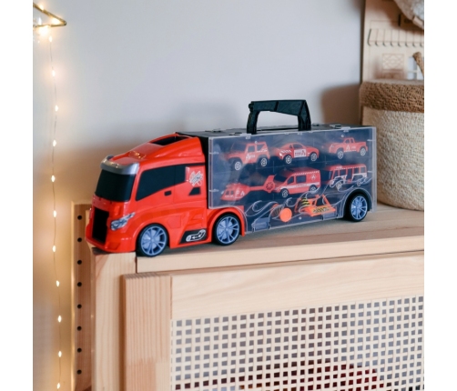 WOOPIE Zestaw Ciężarówka Transporter 3w1 Czerwony 11 el.