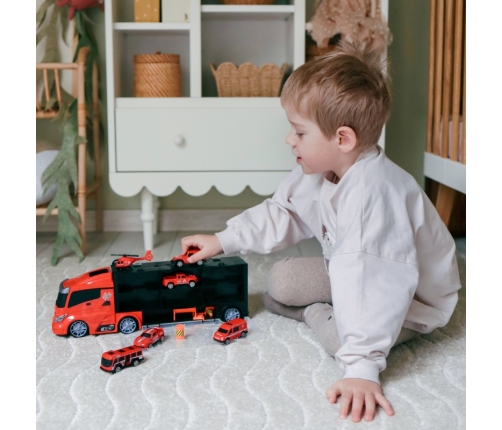 WOOPIE Zestaw Ciężarówka Transporter 3w1 Czerwony 11 el.