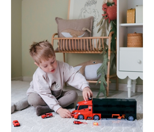 WOOPIE Zestaw Ciężarówka Transporter 3w1 Czerwony 11 el.