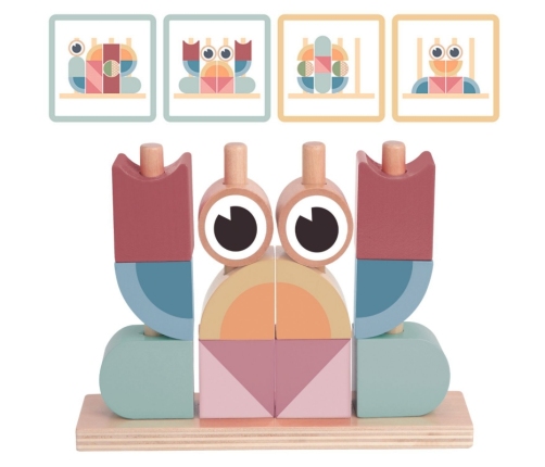 TOOKY TOY Krab Układanka Drewniana Stosy Klocki Bloki Pastelowy