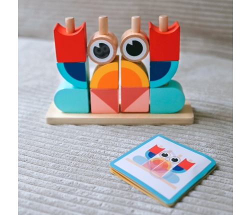 TOOKY TOY Krab Układanka Drewniana Stosy Klocki Bloki Pastelowy