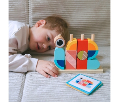 TOOKY TOY Krab Układanka Drewniana Stosy Klocki Bloki Pastelowy