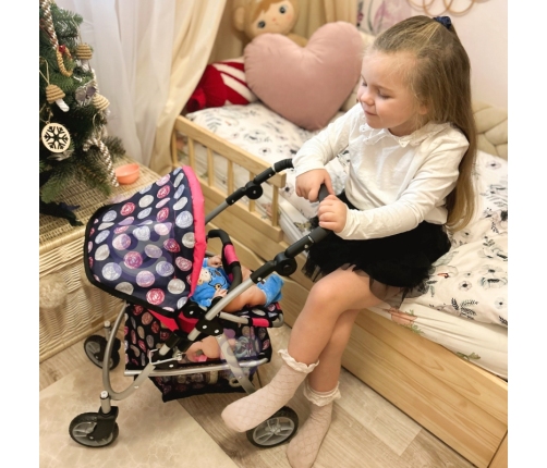 WOOPIE ROYAL Wózek dla Lalek Regulowane Siedzisko 4 Koła