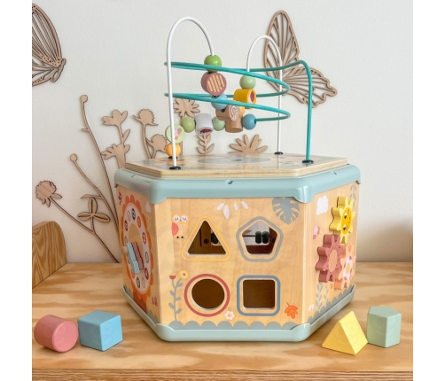 TOOKY TOY Interaktywny Drewniany Sześciokąt Montessori Otwierane Pudełko