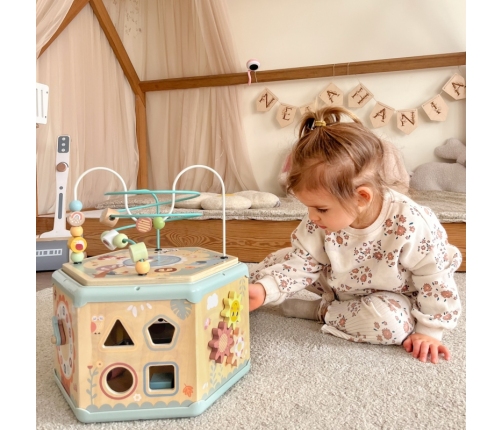 TOOKY TOY Interaktywny Drewniany Sześciokąt Montessori Otwierane Pudełko