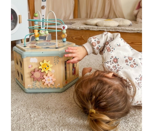 TOOKY TOY Interaktywny Drewniany Sześciokąt Montessori Otwierane Pudełko