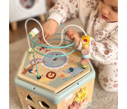 TOOKY TOY Interaktywny Drewniany Sześciokąt Montessori Otwierane Pudełko