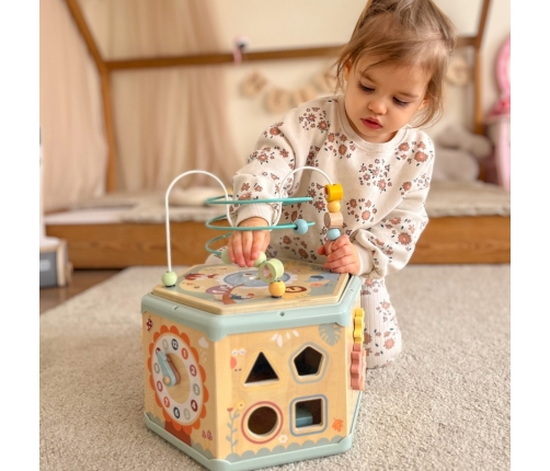 TOOKY TOY Interaktywny Drewniany Sześciokąt Montessori Otwierane Pudełko