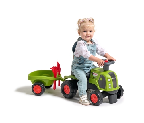 FALK Jeździk Claas 470 Arion Zielony z Przyczepką + Zestaw do piasku