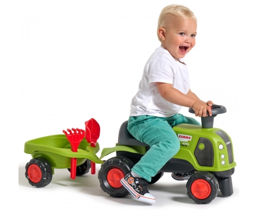 FALK Jeździk Claas 470 Arion Zielony z Przyczepką + Zestaw do piasku