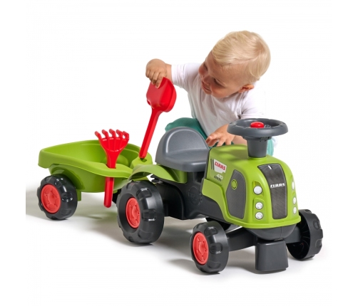 FALK Jeździk Claas 470 Arion Zielony z Przyczepką + Zestaw do piasku