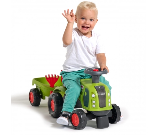 FALK Jeździk Claas 470 Arion Zielony z Przyczepką + Zestaw do piasku