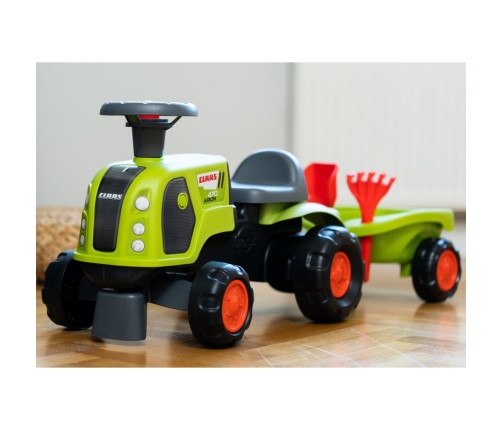 FALK Jeździk Claas 470 Arion Zielony z Przyczepką + Zestaw do piasku