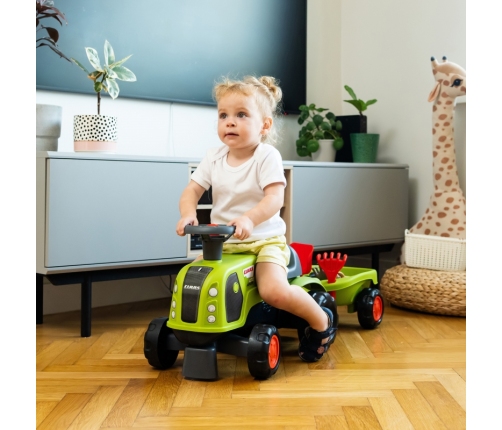 FALK Jeździk Claas 470 Arion Zielony z Przyczepką + Zestaw do piasku